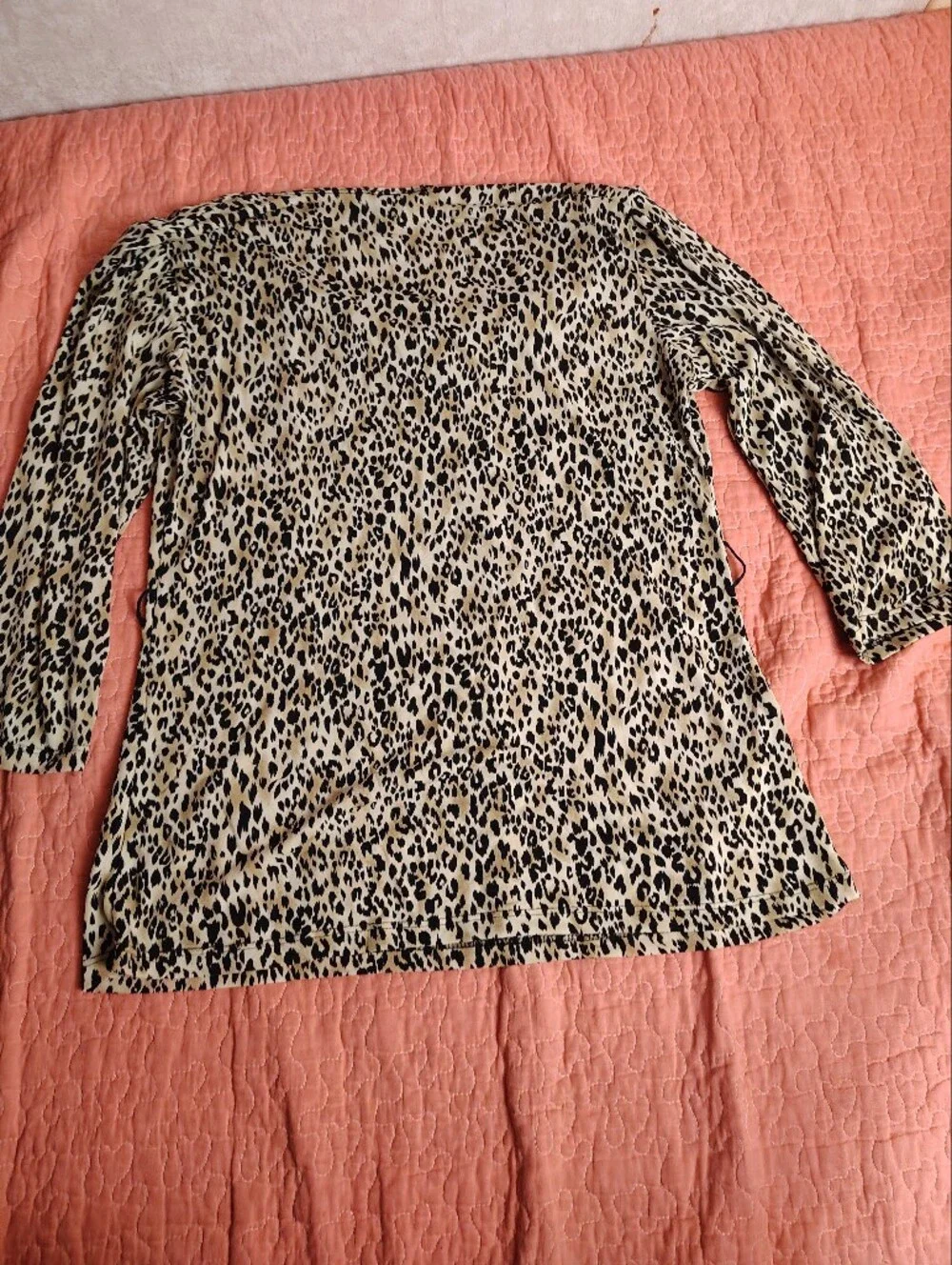 Calvin Klein Kids Leopard Print Pajama Top - Beige and Black